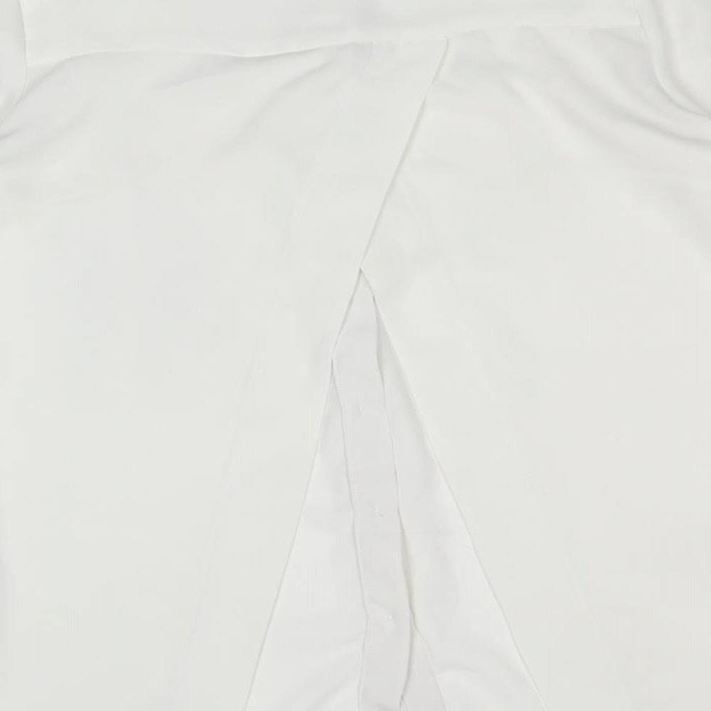 New Look Womens White Polyester Basic Button-Up Size 8 V-Neck