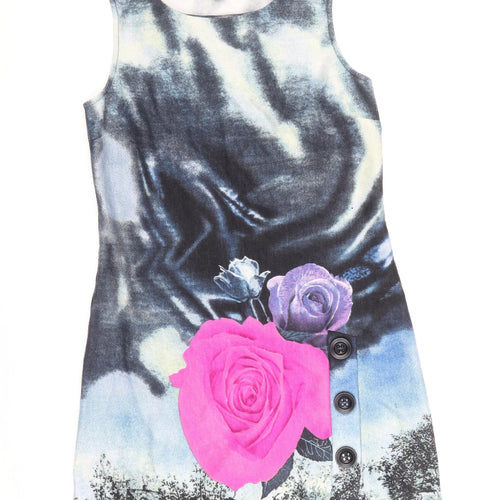 PussyCat Womens Multicoloured Floral Polyester Shift Size 10 Boat Neck Pullover