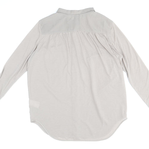 H&M Womens Brown Polyester Basic Button-Up Size M V-Neck