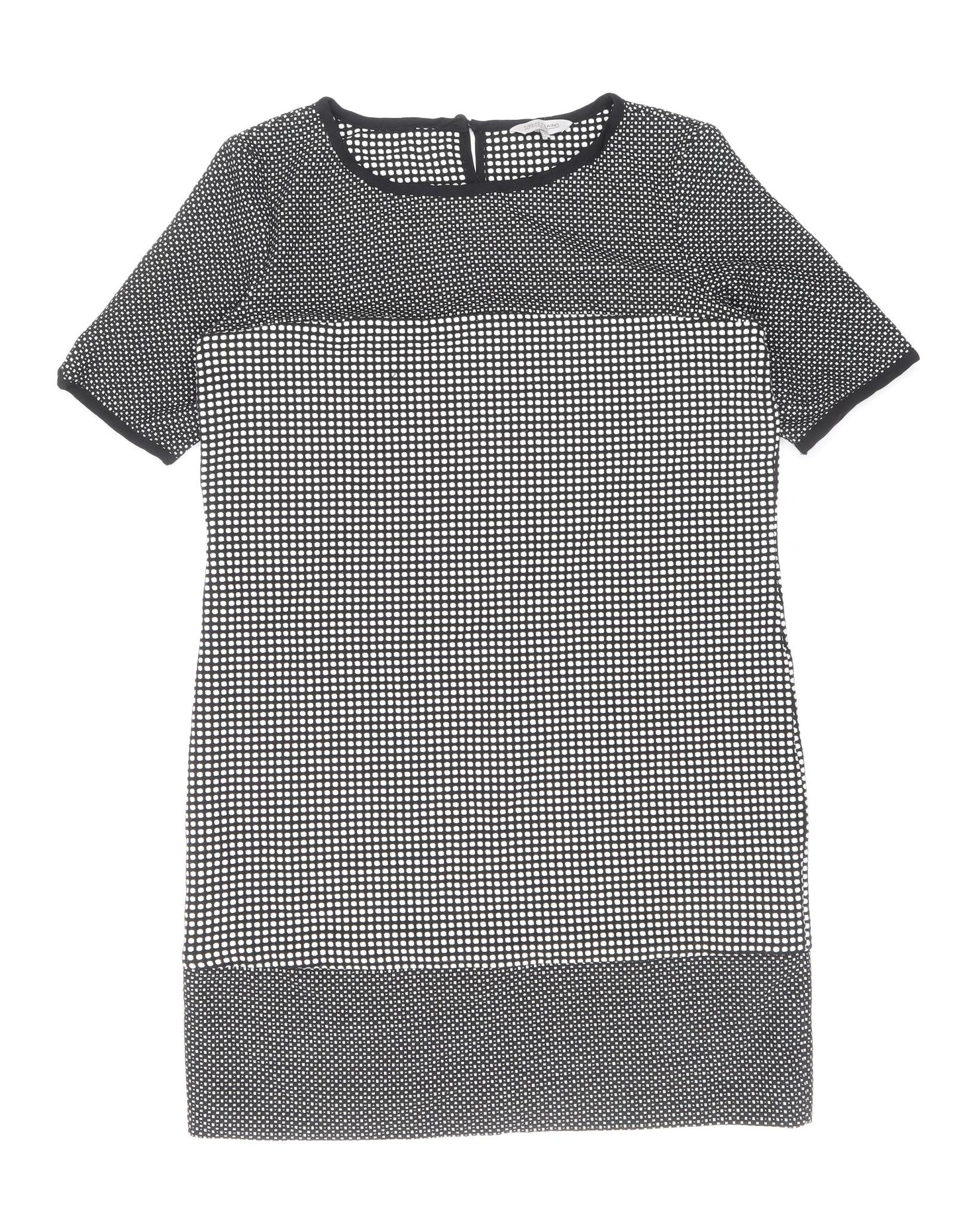 Great Plains London Womens Blue Geometric Polyester Shift Size M Boat Neck Zip