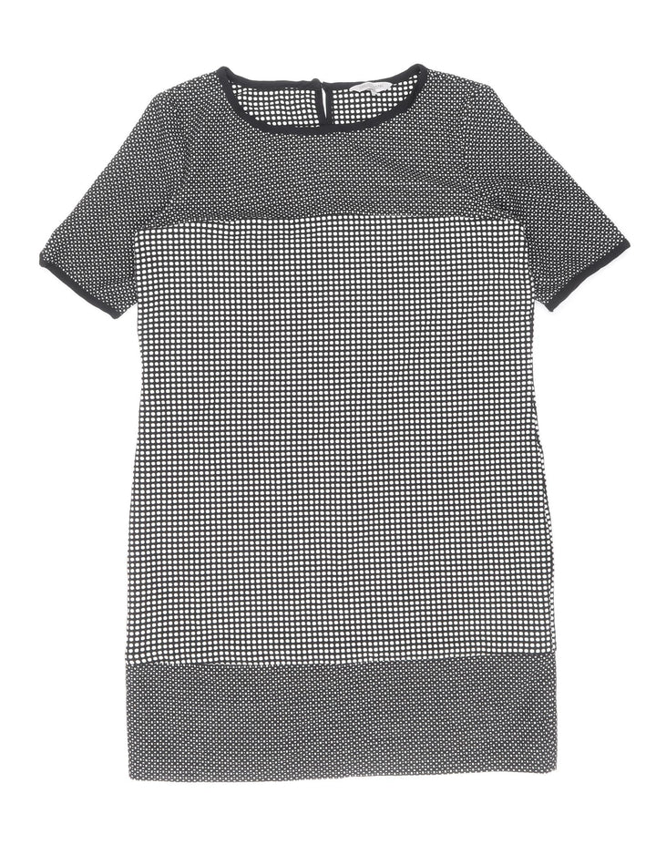 Great Plains London Womens Blue Geometric Polyester Shift Size M Boat Neck Zip