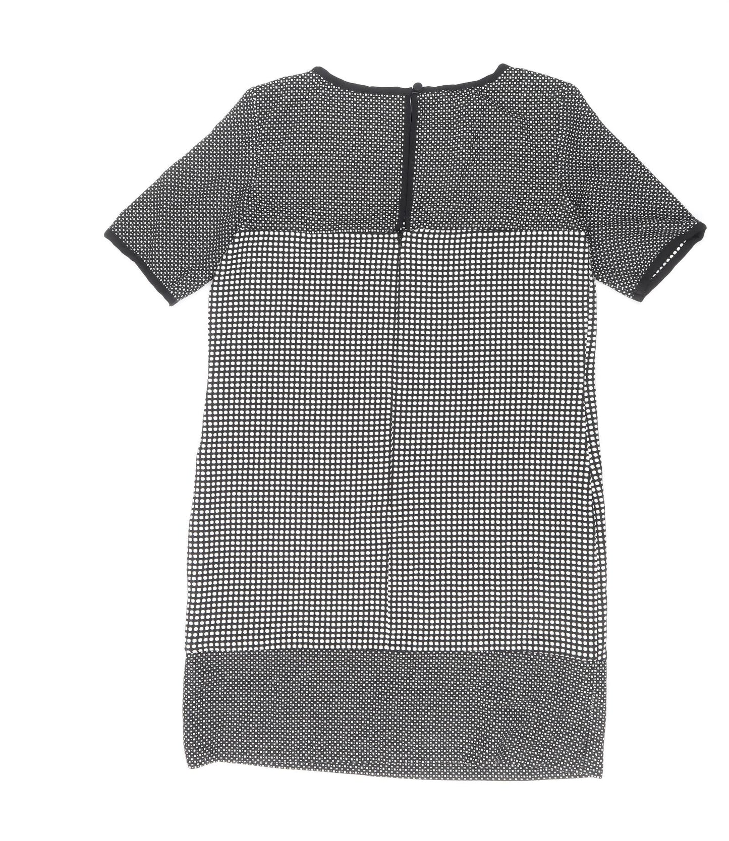 Great Plains London Womens Blue Geometric Polyester Shift Size M Boat Neck Zip