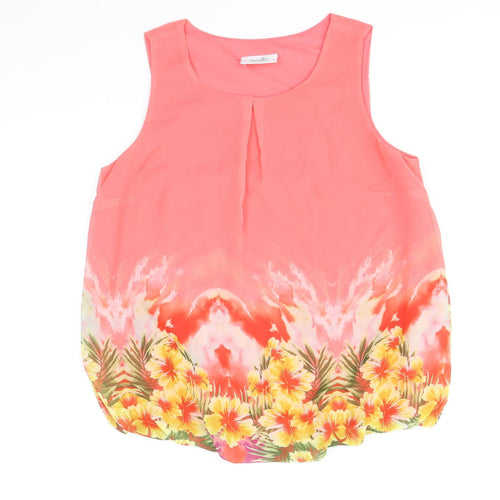 Wallis Womens Pink Polyester Basic Tank Size S Round Neck