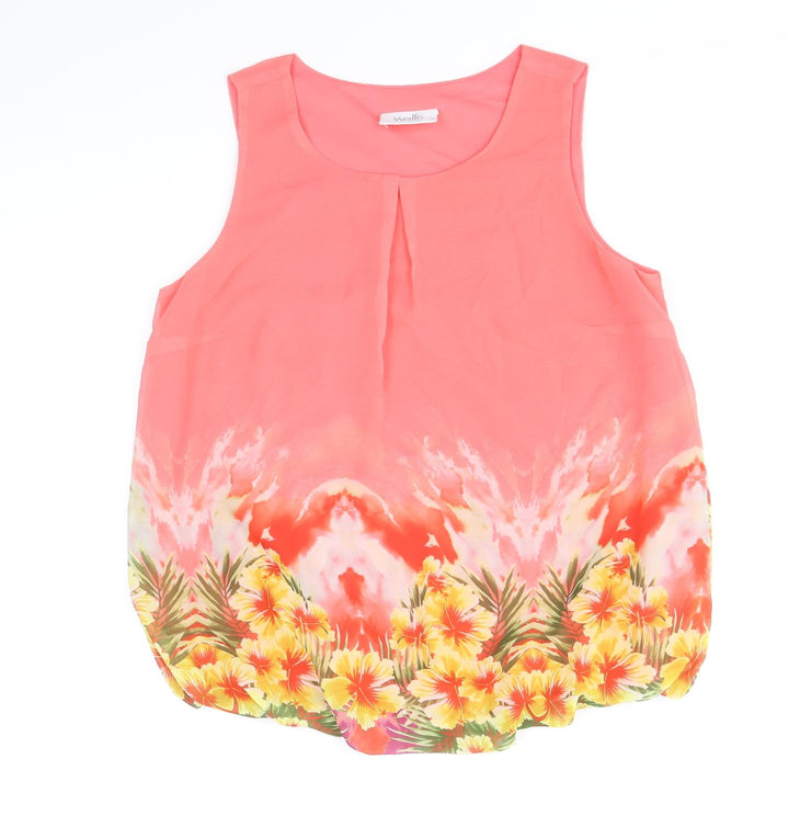 Wallis Womens Pink Polyester Basic Tank Size S Round Neck