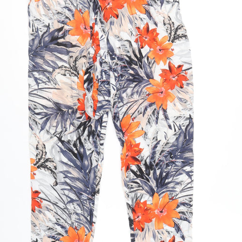Wallis Womens Multicoloured Geometric Viscose Trousers Size 10 Regular Tie