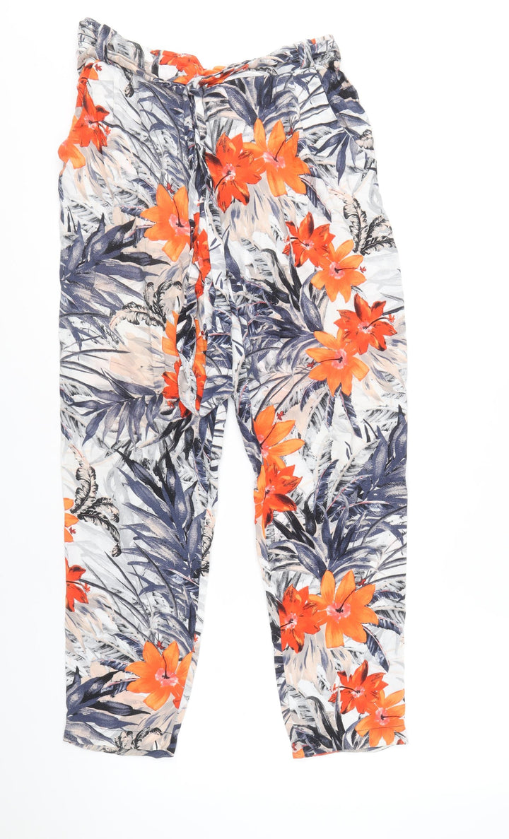 Wallis Womens Multicoloured Geometric Viscose Trousers Size 10 Regular Tie