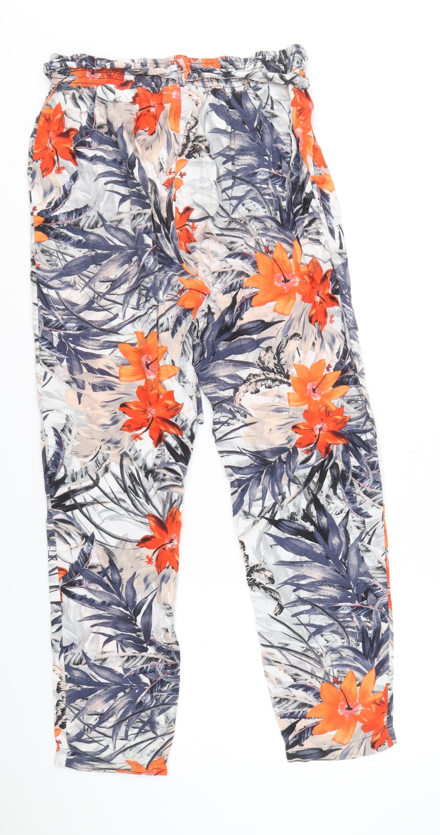 Wallis Womens Multicoloured Geometric Viscose Trousers Size 10 Regular Tie