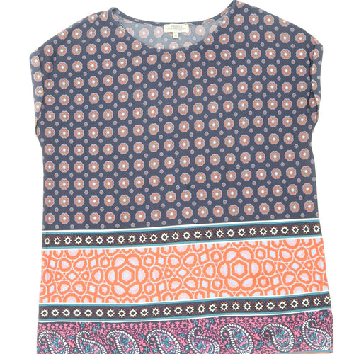 Papaya Womens Multicoloured Geometric Polyester Basic T-Shirt Size 12 Round Neck