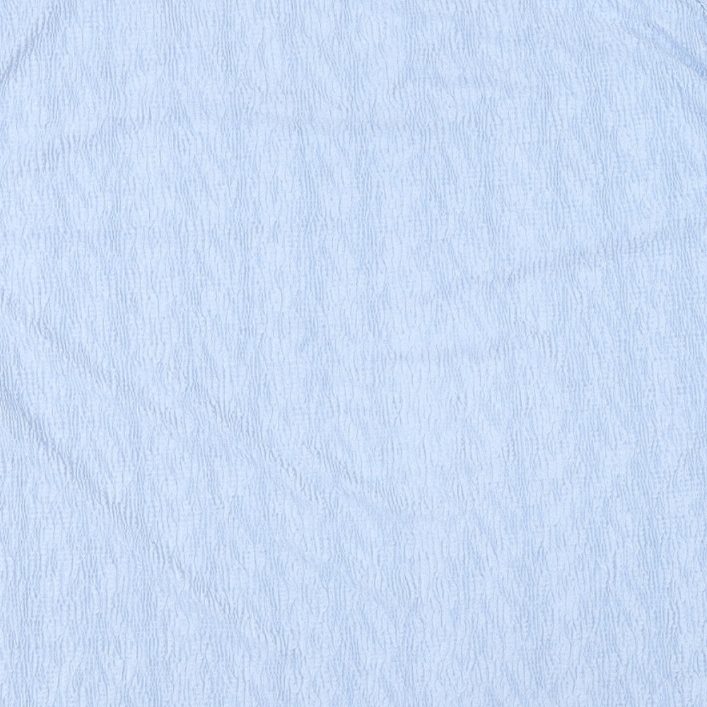Forever Womens Blue Geometric Polyester Basic T-Shirt Size XL V-Neck