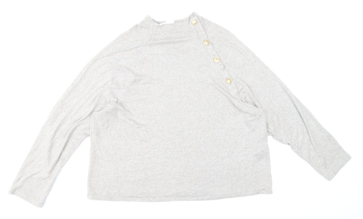 H&M Womens Beige Mock Neck Viscose Pullover Jumper Size M