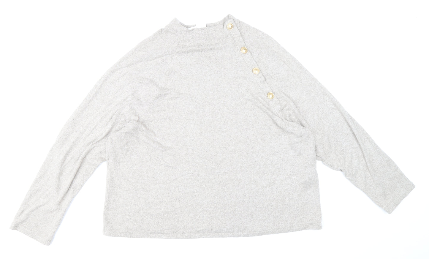 H&M Womens Beige Mock Neck Viscose Pullover Jumper Size M