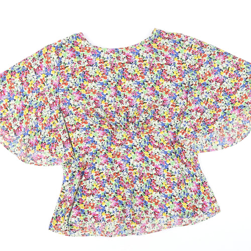 Topshop Womens Multicoloured Geometric Polyester Cropped Blouse Size 12 Round Neck