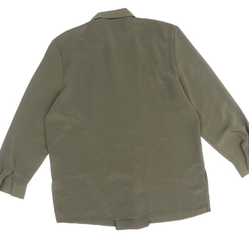 Boggi Milano Womens Green Polyester Basic Blouse Size 14 V-Neck