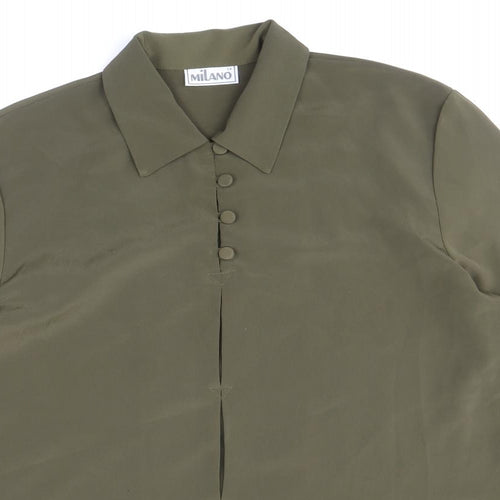 Boggi Milano Womens Green Polyester Basic Blouse Size 14 V-Neck