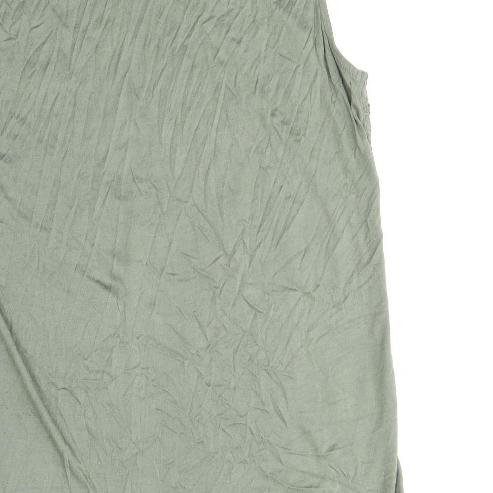 Dorothy Perkins Womens Green Floral Viscose Basic Tank Size 18 Boat Neck