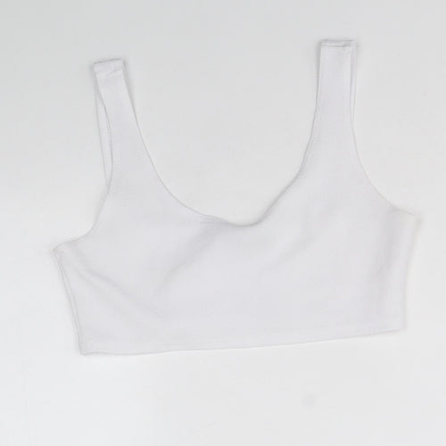 Boohoo Womens White Polyester Cropped Tank Size 12 Scoop Neck