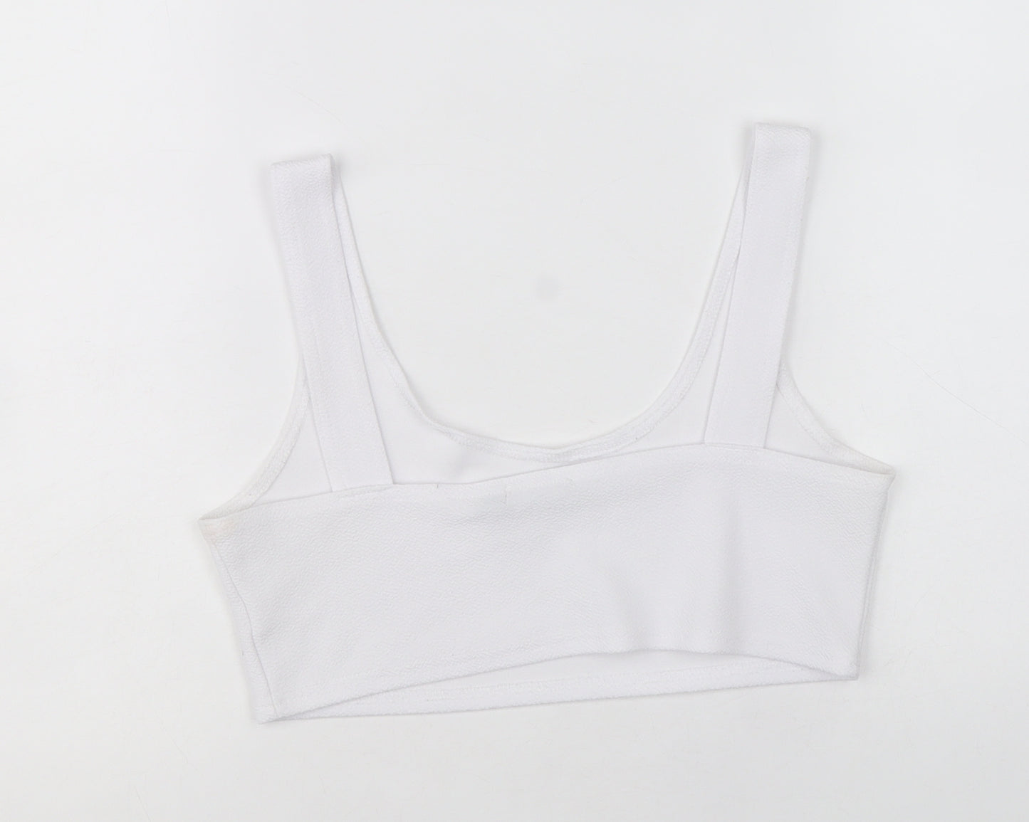 Boohoo Womens White Polyester Cropped Tank Size 12 Scoop Neck