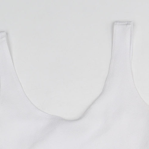 Boohoo Womens White Polyester Cropped Tank Size 12 Scoop Neck