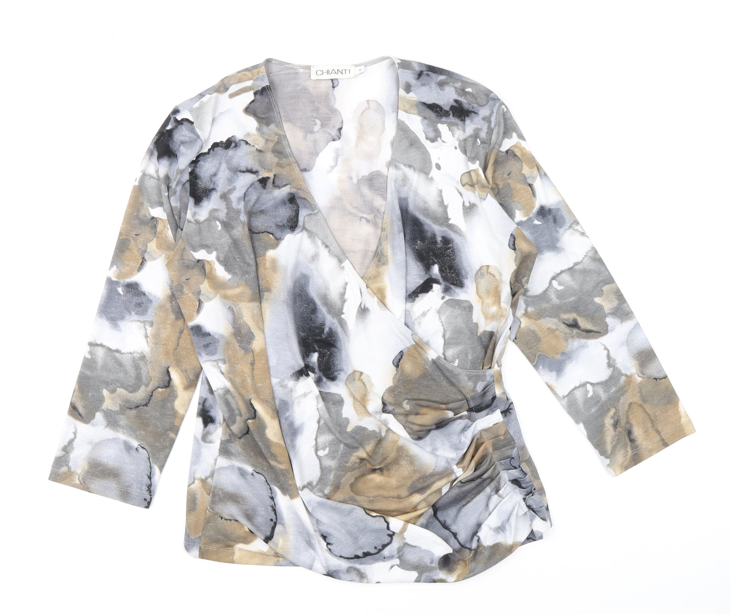 Chianti Womens Multicoloured Geometric Polyester Basic Blouse Size 12 V-Neck - Faux Wrap