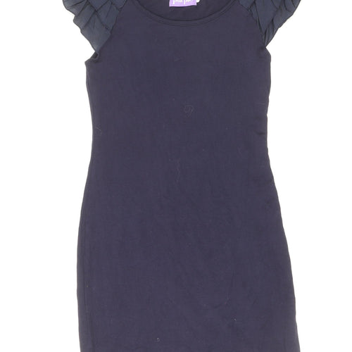 Purple Womens Black Viscose Bodycon Size M Scoop Neck Pullover