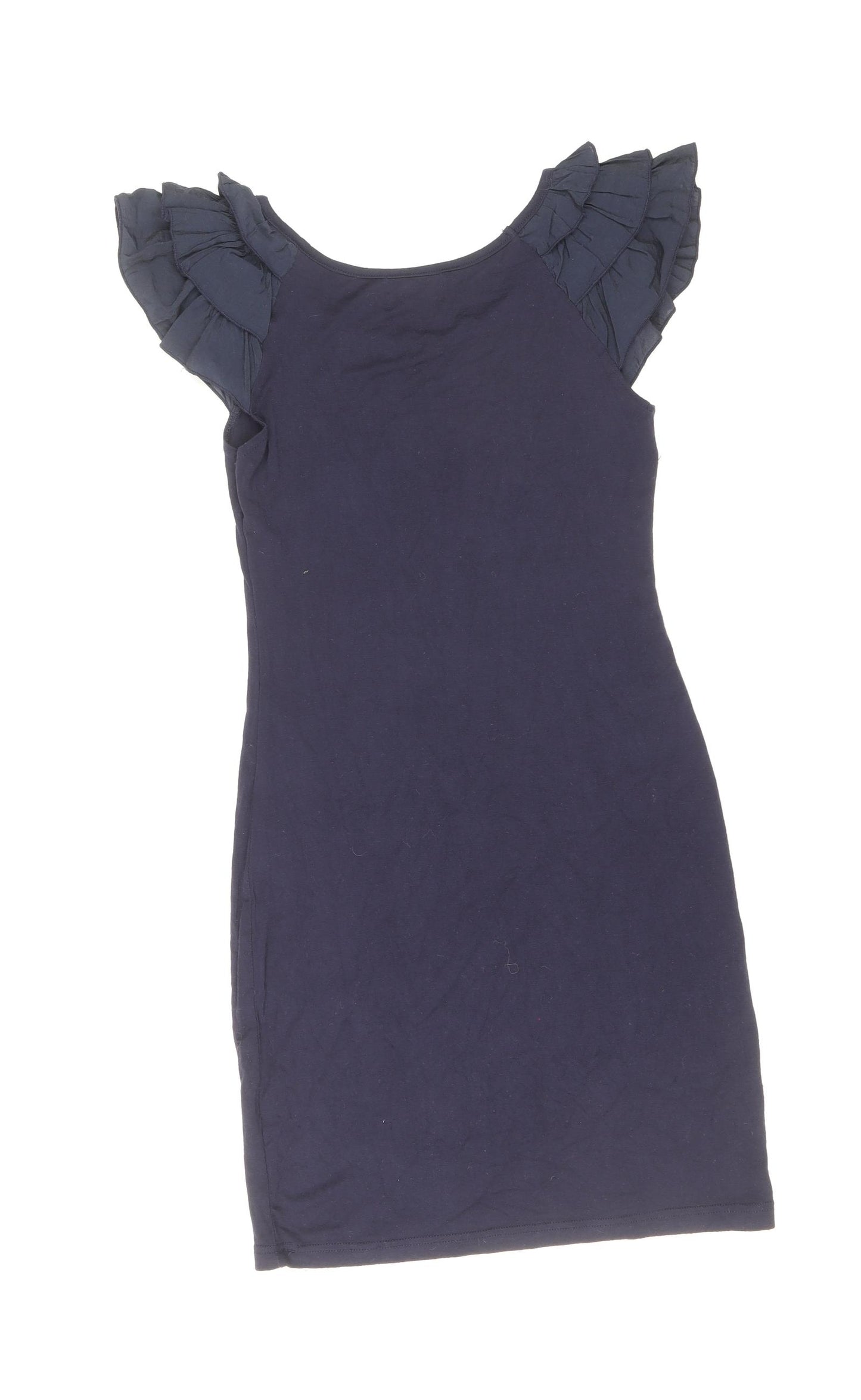 Purple Womens Black Viscose Bodycon Size M Scoop Neck Pullover