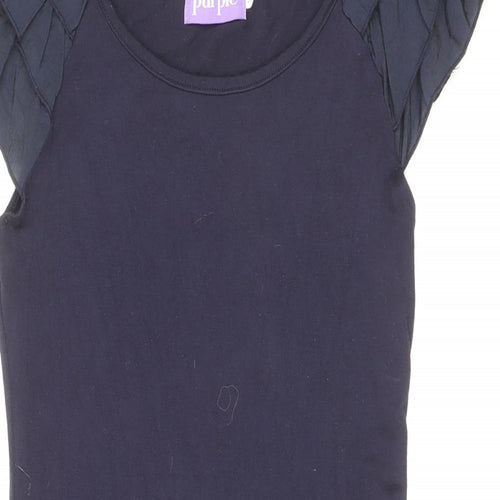 Purple Womens Black Viscose Bodycon Size M Scoop Neck Pullover