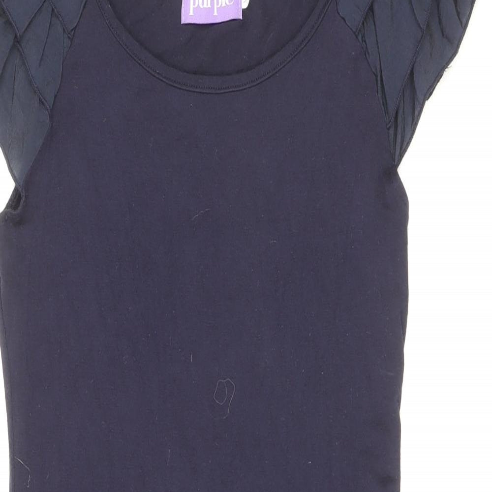 Purple Womens Black Viscose Bodycon Size M Scoop Neck Pullover