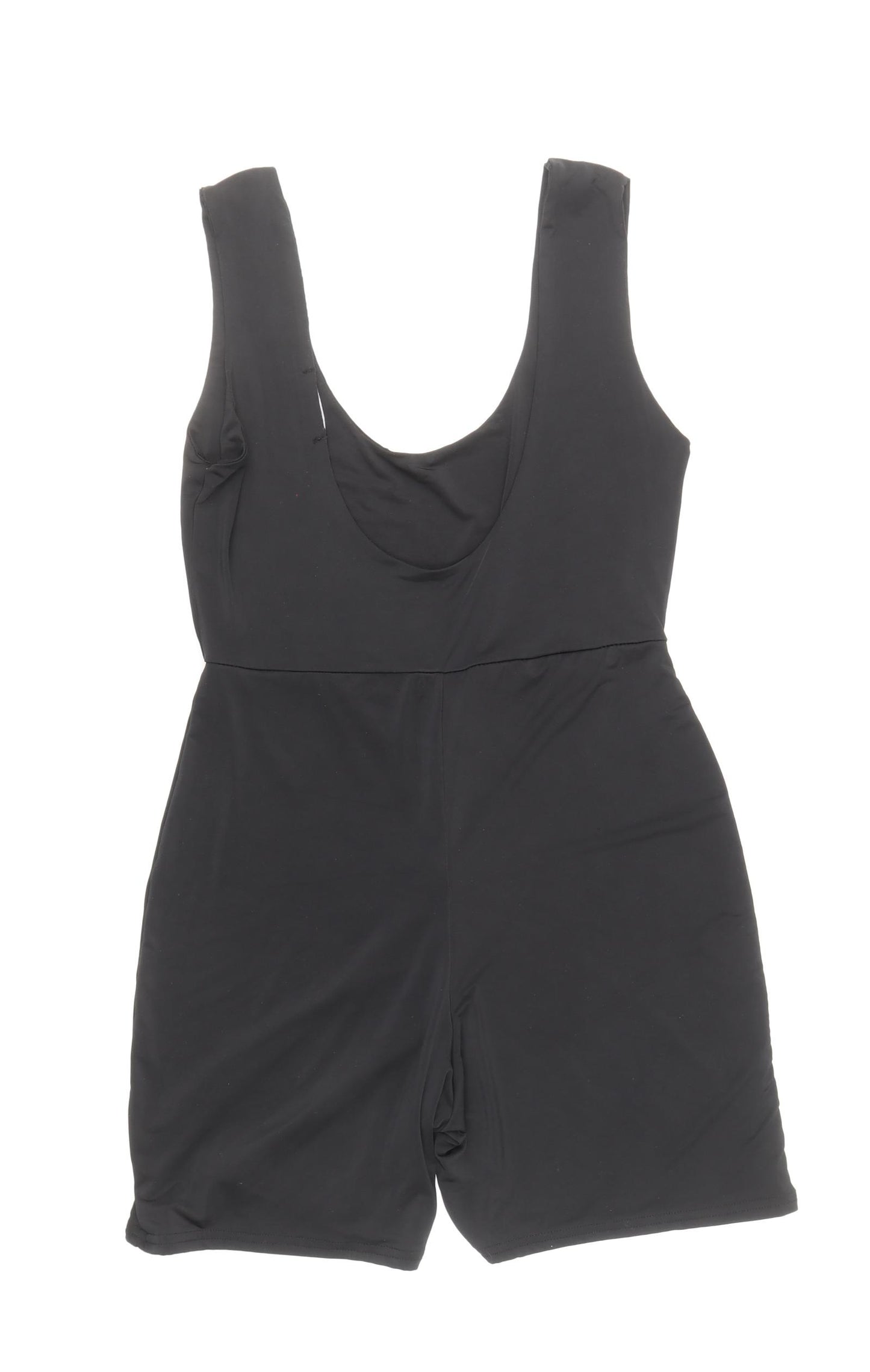 PRETTYLITTLETHING Womens Black Polyester Playsuit One-Piece Size 14 Pullover