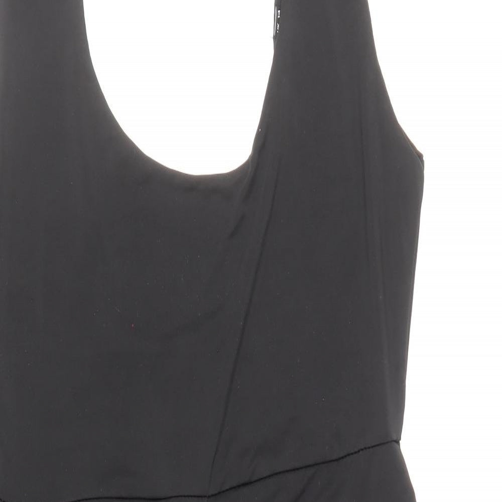PRETTYLITTLETHING Womens Black Polyester Playsuit One-Piece Size 14 Pullover