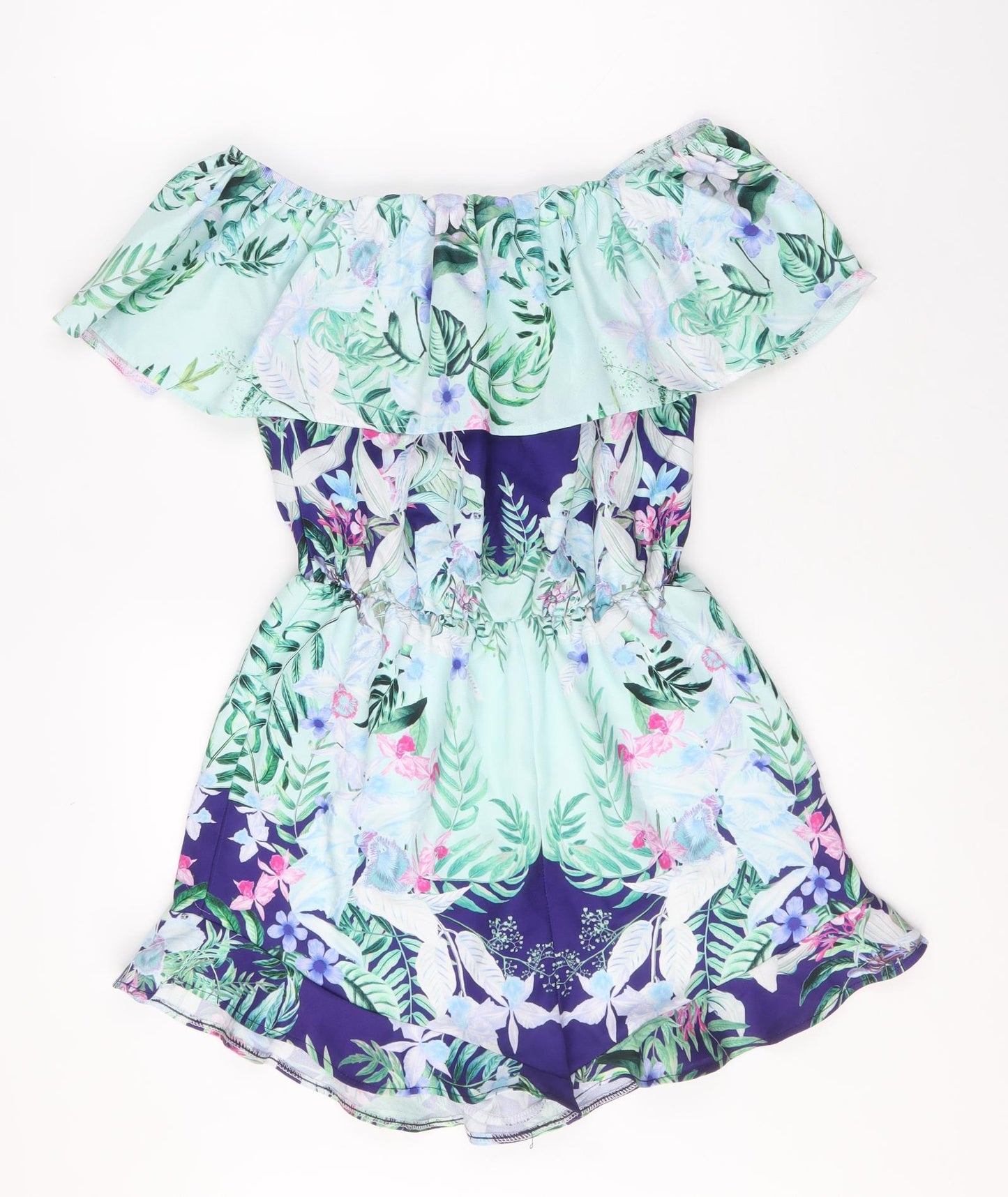 Lipsy Womens Multicoloured Floral Polyester Playsuit One-Piece Size 8 Pullover