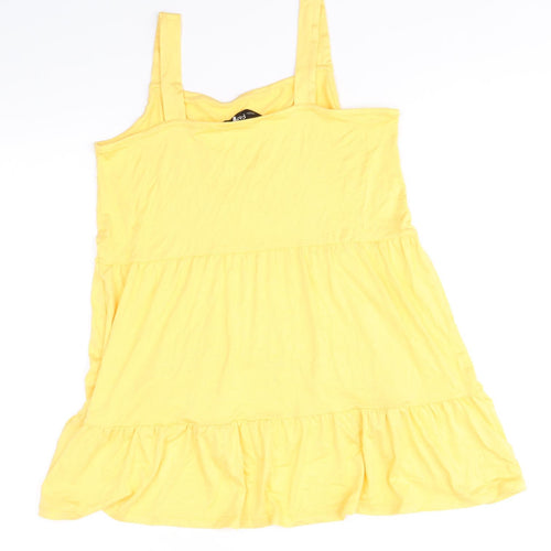 F&F Womens Yellow Viscose Fit & Flare Size 8 Square Neck Pullover