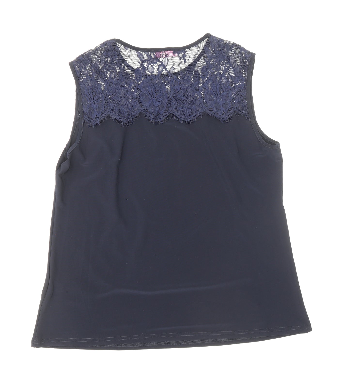 Julipa Womens Blue Floral Polyamide Basic Tank Size 16 Round Neck