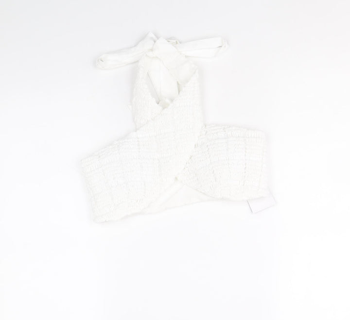 Nakd Womens White Polyester Cropped Tank Size 10 Halter