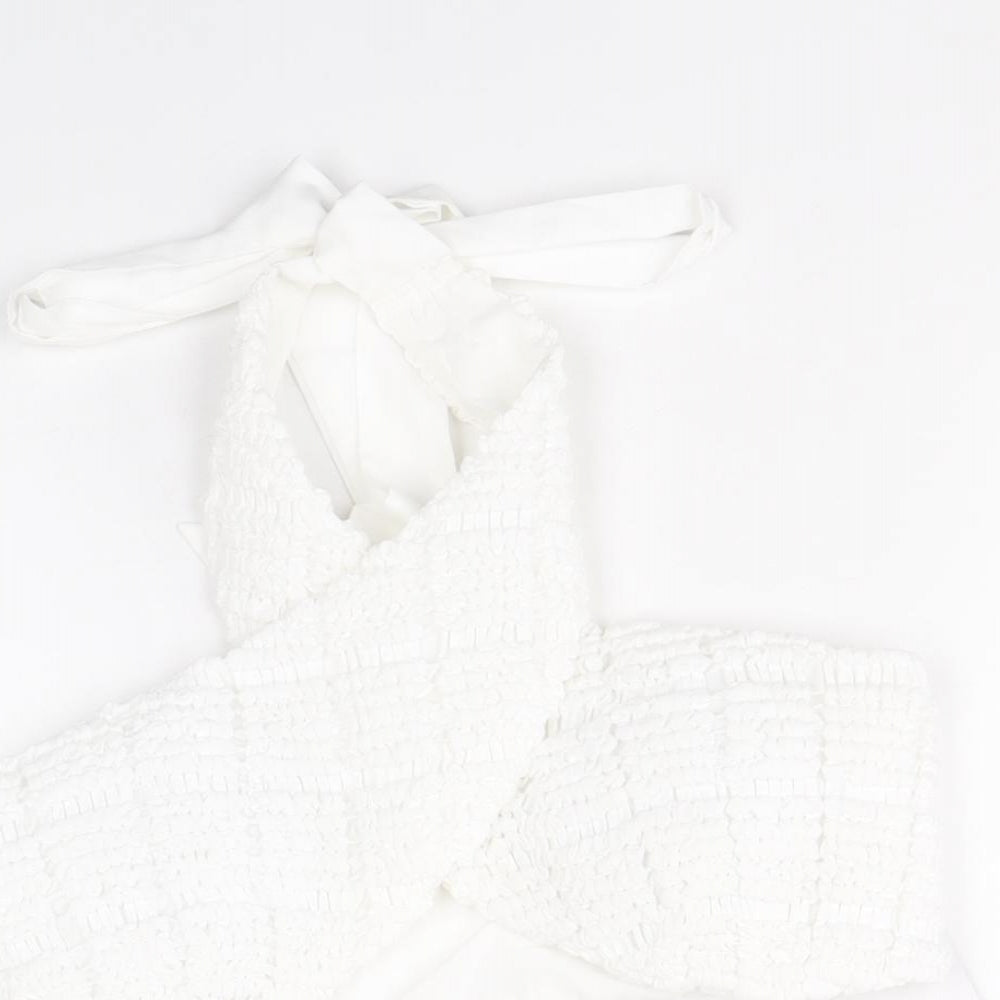 Nakd Womens White Polyester Cropped Tank Size 10 Halter