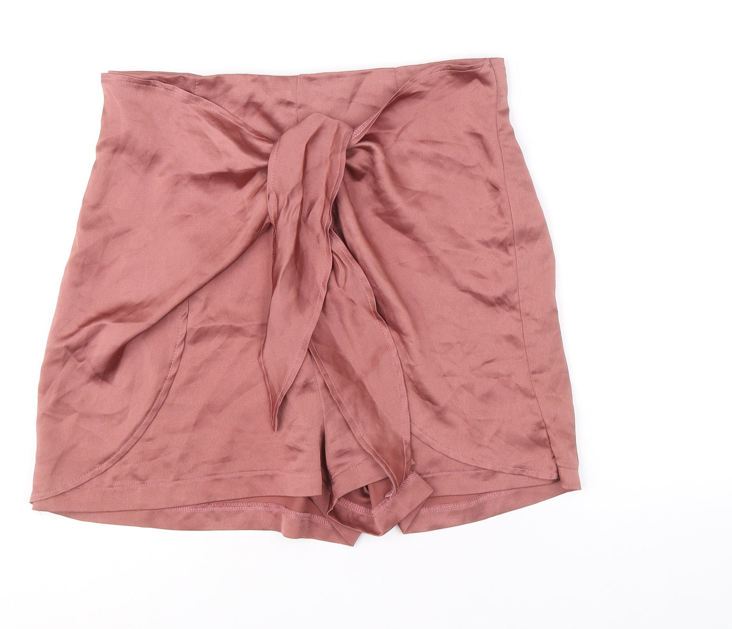 Boohoo Womens Brown Polyester Hot Pants Shorts Size 12 Regular Zip - Tie Front