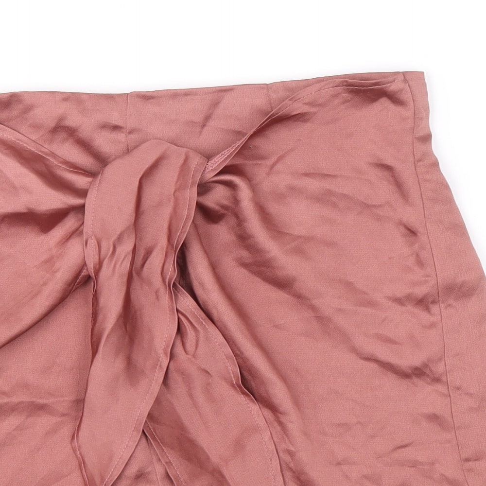 Boohoo Womens Brown Polyester Hot Pants Shorts Size 12 Regular Zip - Tie Front