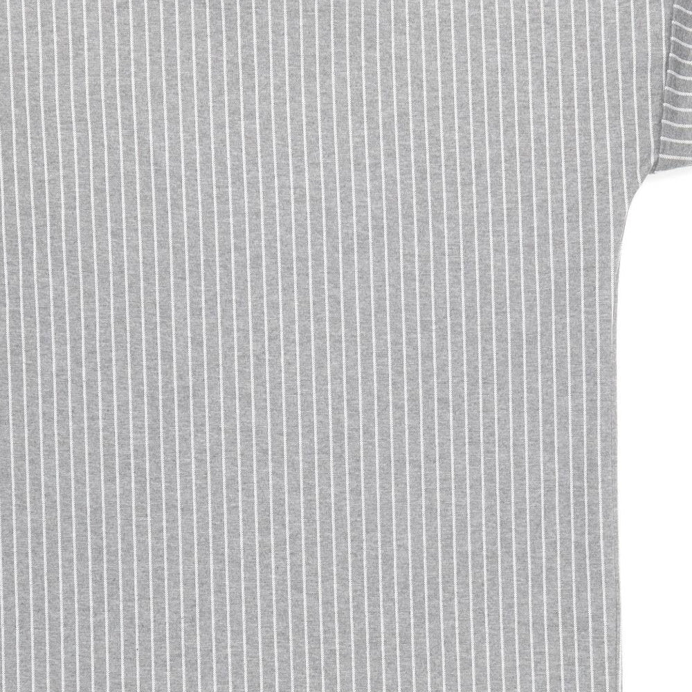 Boohoo Womens Grey Striped Polyester Shirt Dress Size 12 Round Neck Pullover