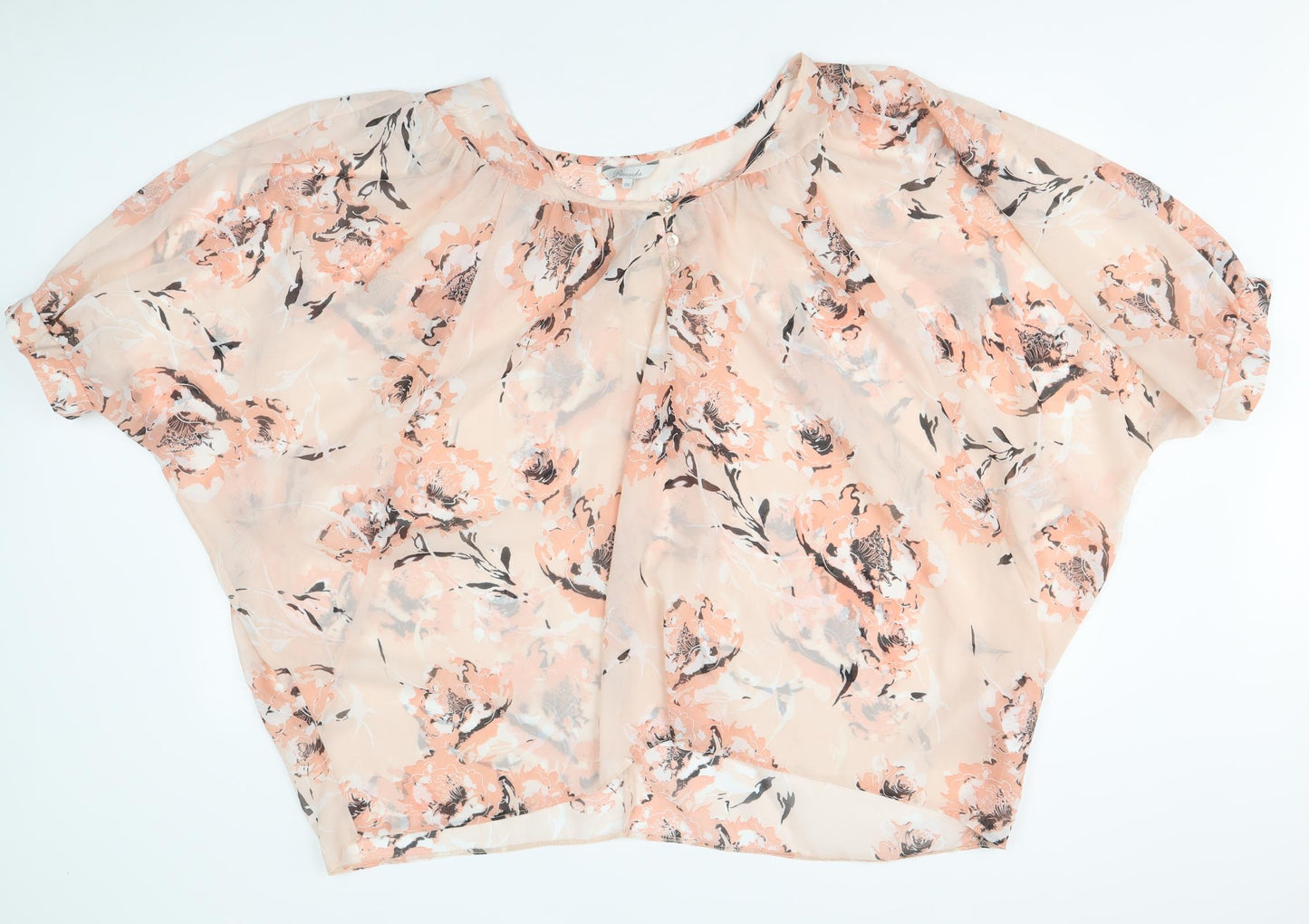 Peacocks Womens Pink Floral Polyester Basic Blouse Size 20 Round Neck
