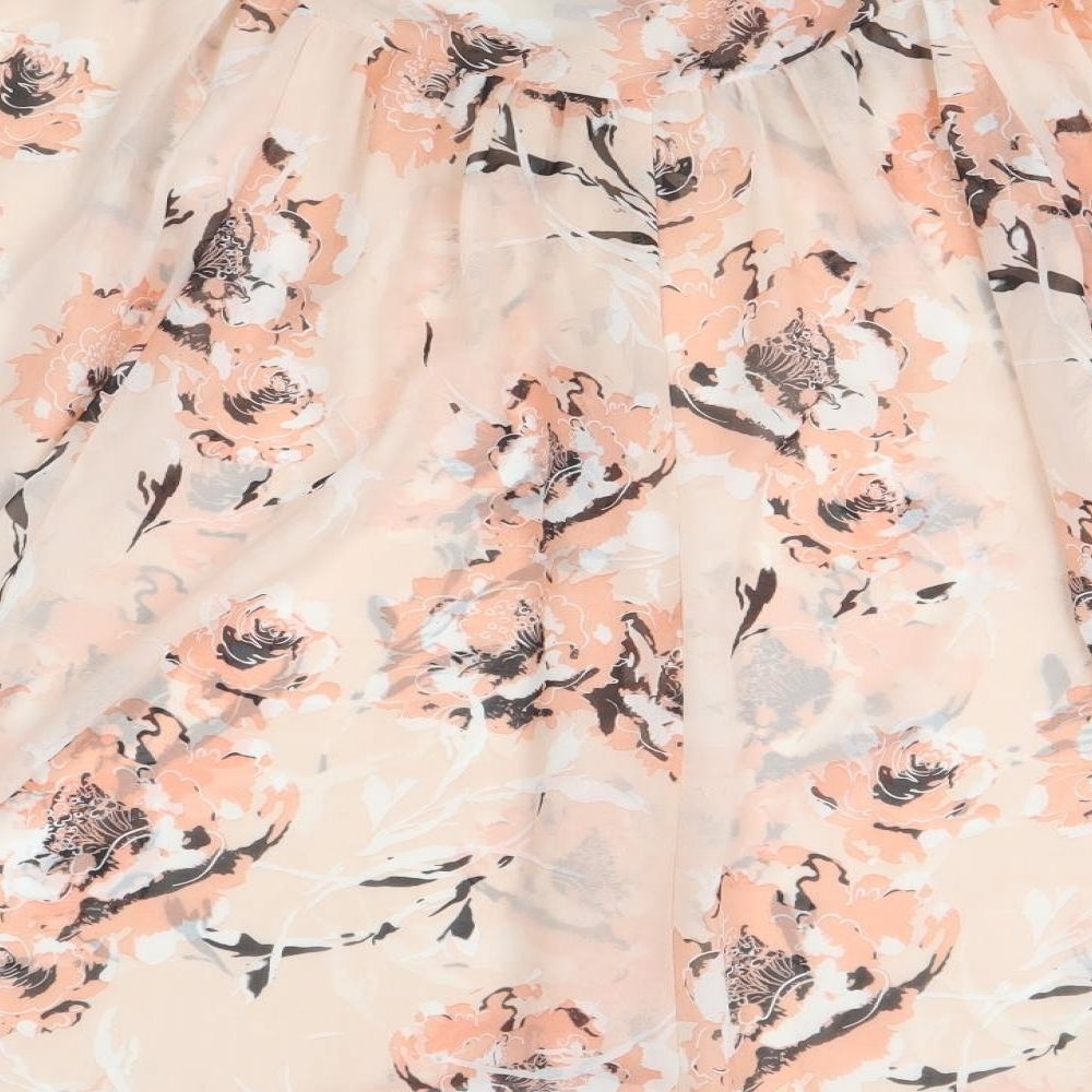 Peacocks Womens Pink Floral Polyester Basic Blouse Size 20 Round Neck