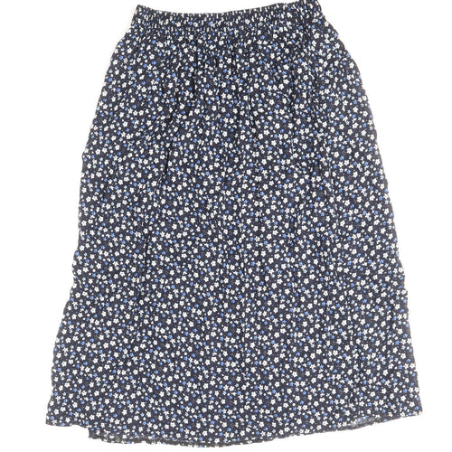 Preworn Womens Blue Floral Viscose A-Line Skirt Size M