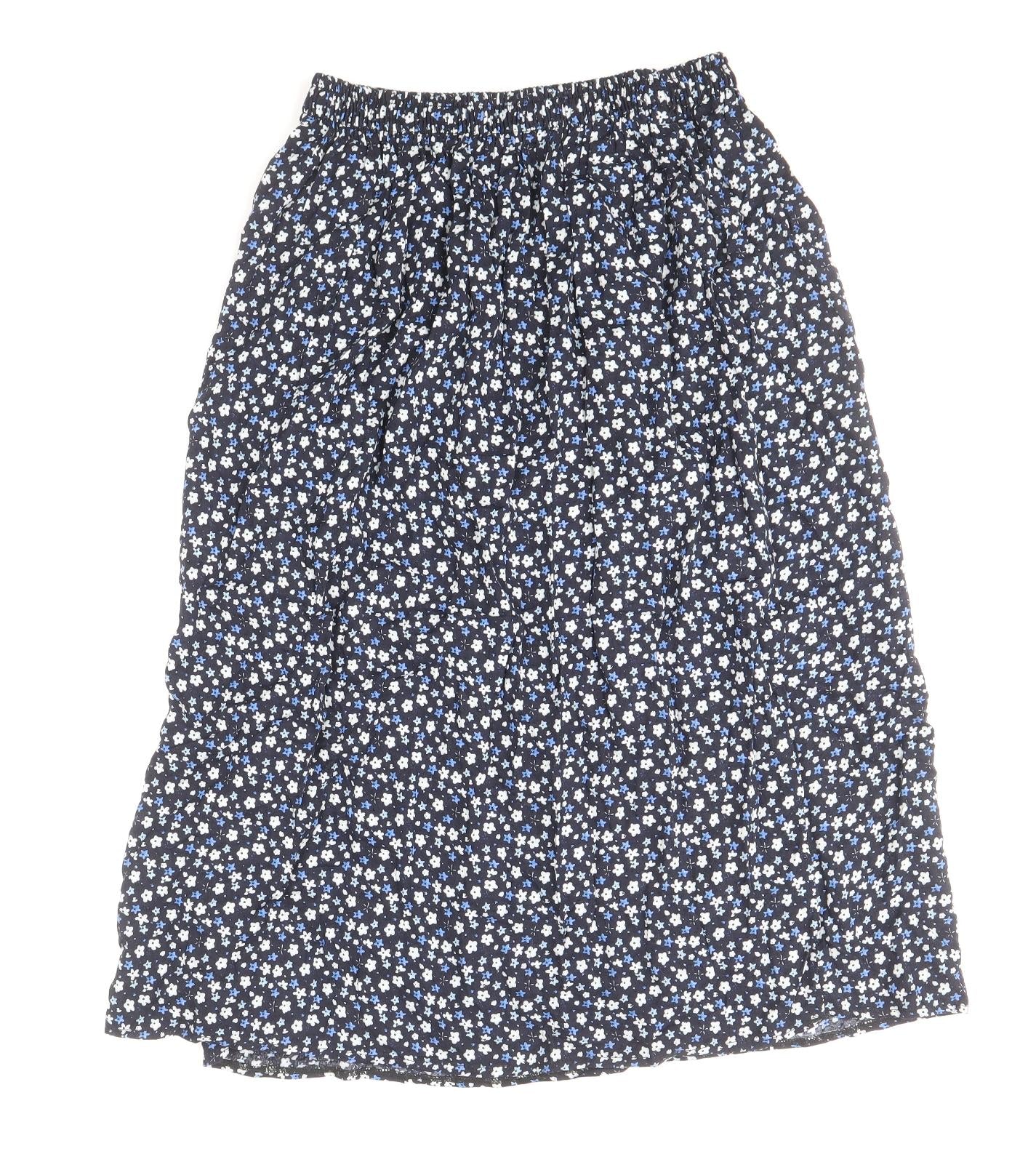 Preworn Womens Blue Floral Viscose A-Line Skirt Size M
