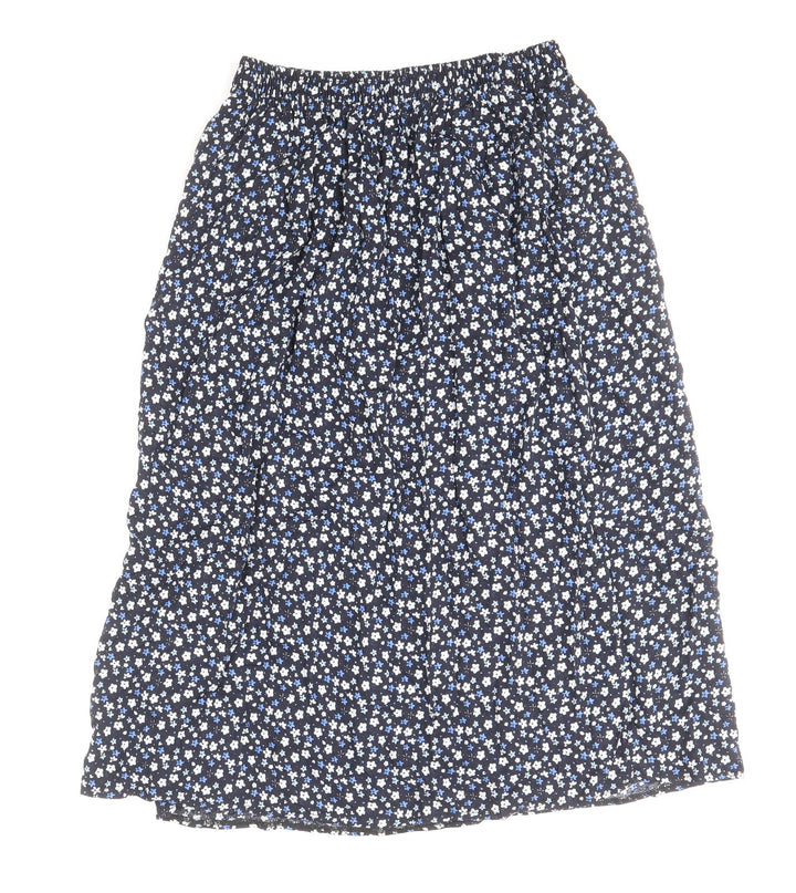 Preworn Womens Blue Floral Viscose A-Line Skirt Size M