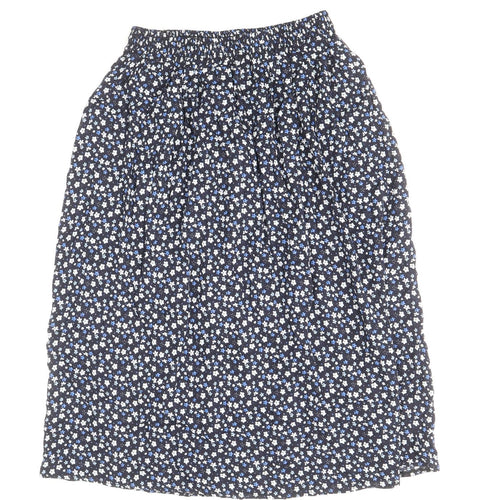 Preworn Womens Blue Floral Viscose A-Line Skirt Size M