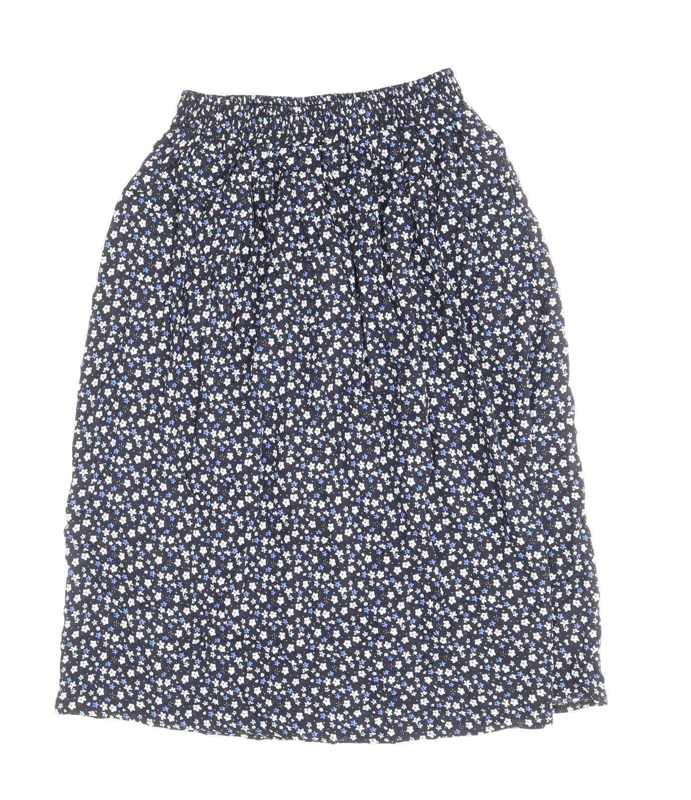 Preworn Womens Blue Floral Viscose A-Line Skirt Size M