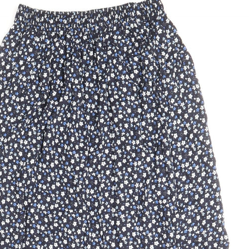 Preworn Womens Blue Floral Viscose A-Line Skirt Size M