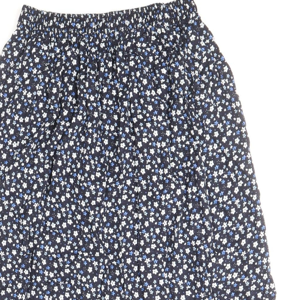 Preworn Womens Blue Floral Viscose A-Line Skirt Size M