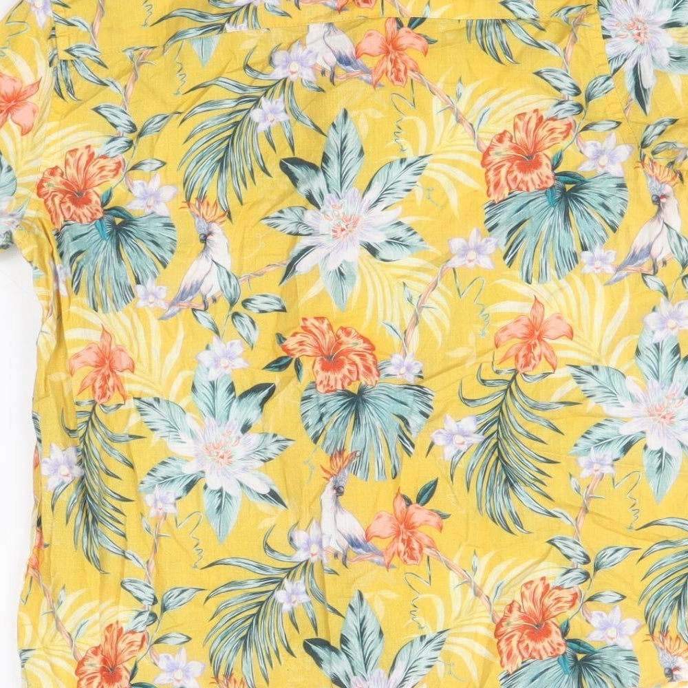 NEXT Boys Yellow Geometric 100% Cotton Basic Button-Up Size 10 Years Collared Button