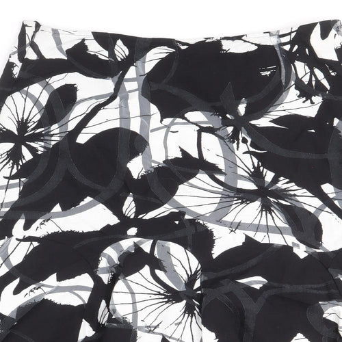 Preworn Womens Black Geometric Viscose A-Line Skirt Size 10 Zip