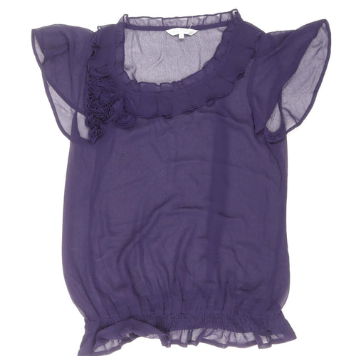 RJR.John Rocha Womens Purple Polyester Basic Blouse Size 14 Scoop Neck