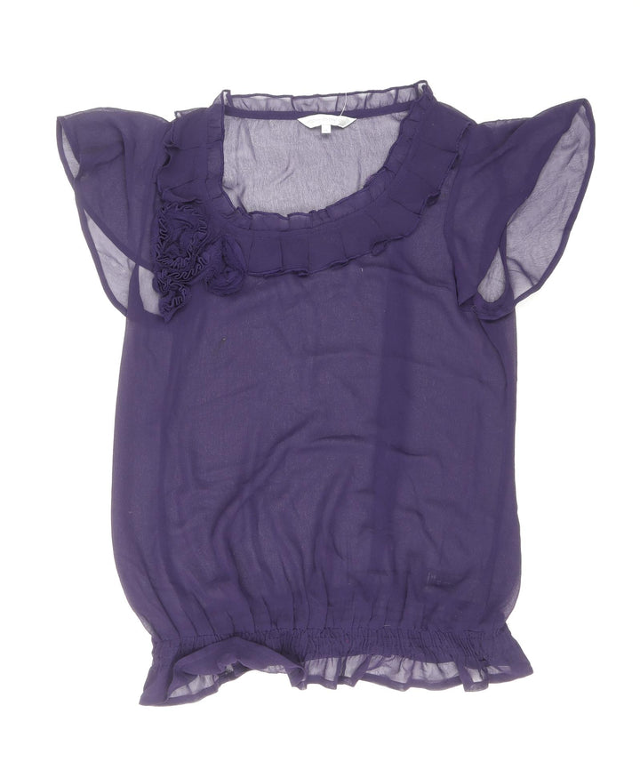 RJR.John Rocha Womens Purple Polyester Basic Blouse Size 14 Scoop Neck